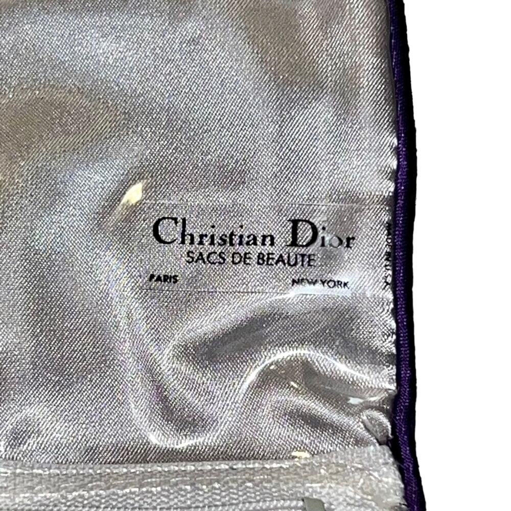 VTG Christian Dior Purple Teal Makeup Jewelry Travel Roll Clutch Bag Case - Picture 9 of 11